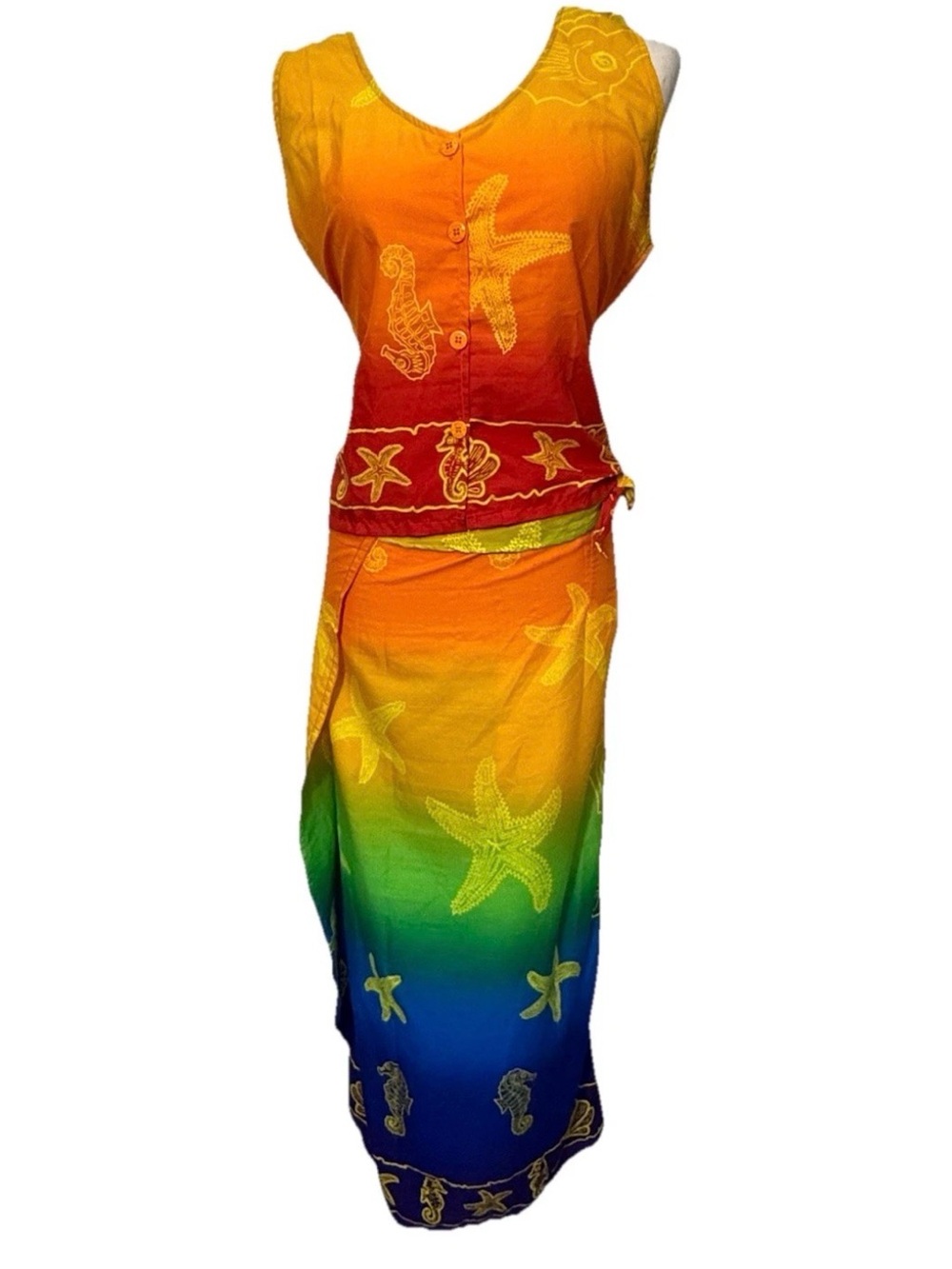 Rima Two Piece Beach Cover Set Top And Wrap Skirt